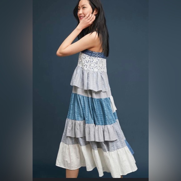 Anthropologie Tiered Patchwork Midi Dress~Love Binetti - Picture 1 of 9